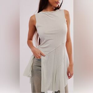 NWT Free People Ivory Asymmetrical Ruffle Tunic Top Medium Boho